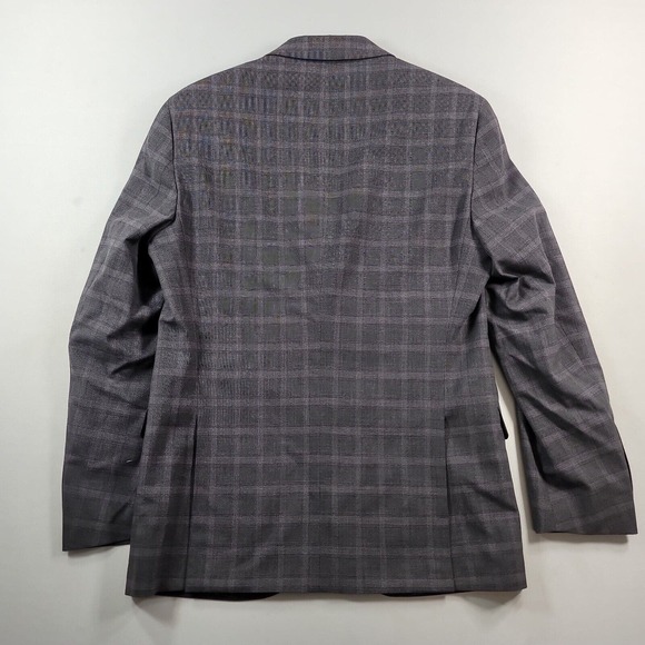 Kenneth Cole Grey Windowpane Plaid Suit Jacket Mens 38R‎ 38 Glen Plaid - Picture 3 of 11